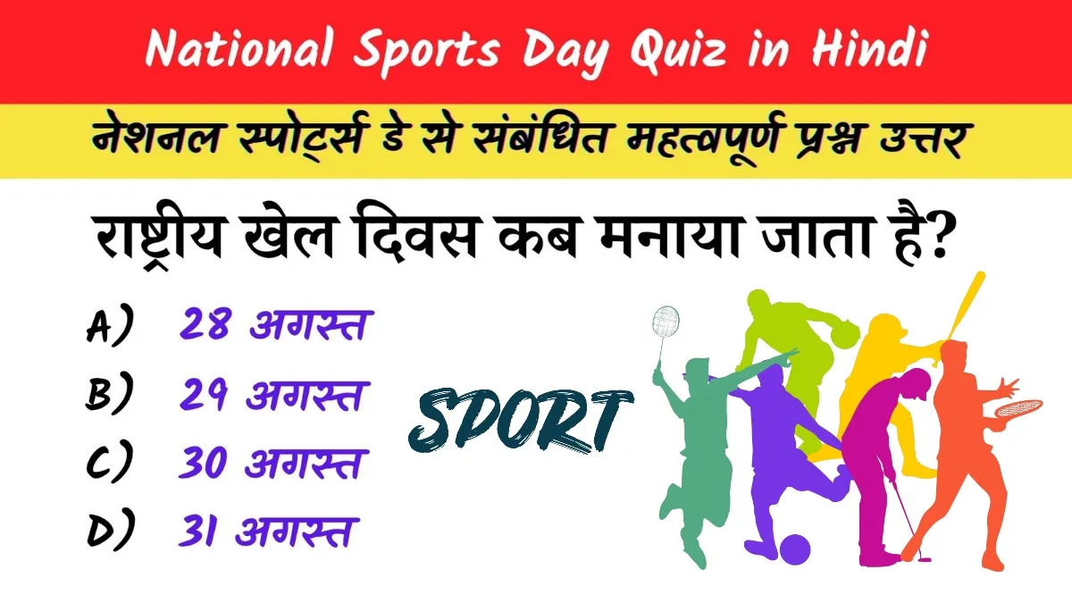National Sports Day Quiz in Hindi: राष्ट्रीय खेल दिवस 2025 पर आधारित प्रश्नोत्तरी